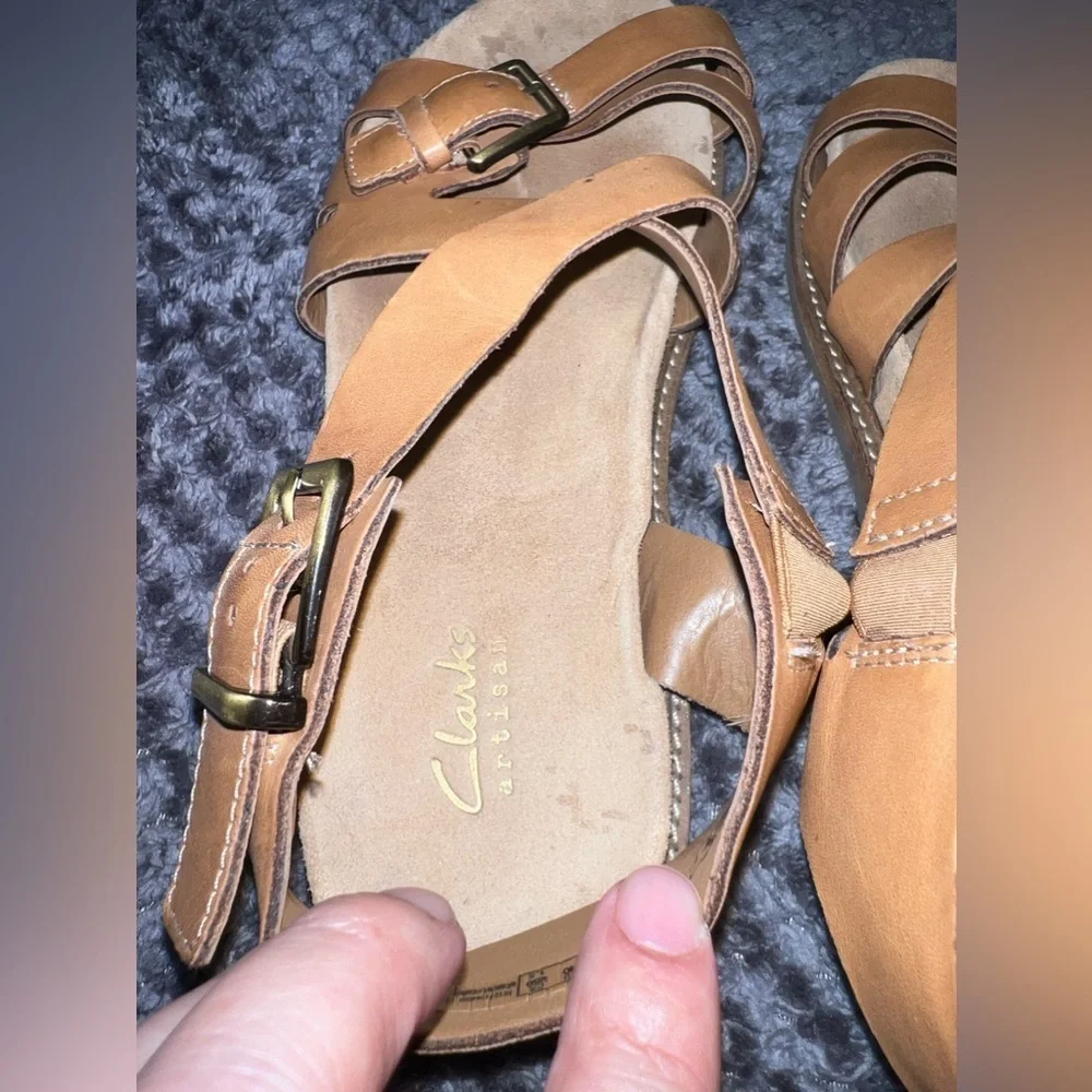 CLARKS Artisan Sandals Flats Fisherman Open Toe Straps Leather Shoes Sz 9 - Picture 9 of 14
